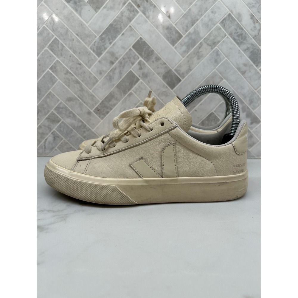 VEJA Campo x Mansur Gavriel Sneakers Womens Size 6 Cream Leather Classic Lace Up